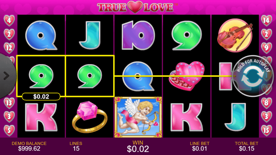 Efeitos audiovisuais de True Love slot