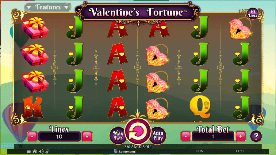 Efeitos audiovisuais de Valentines Fortune slot