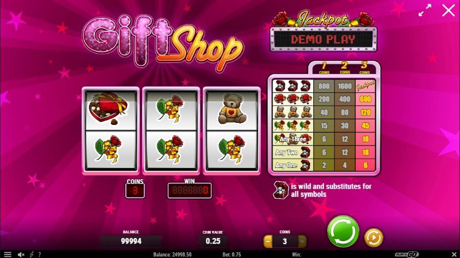 Efeitos audiovisuais do slot Gift Shop