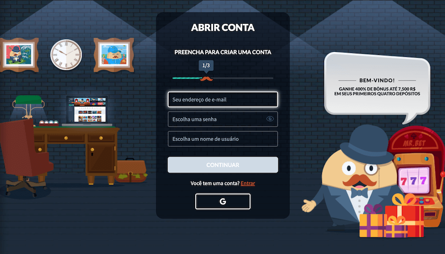 Formulário cadastro Mr Bet