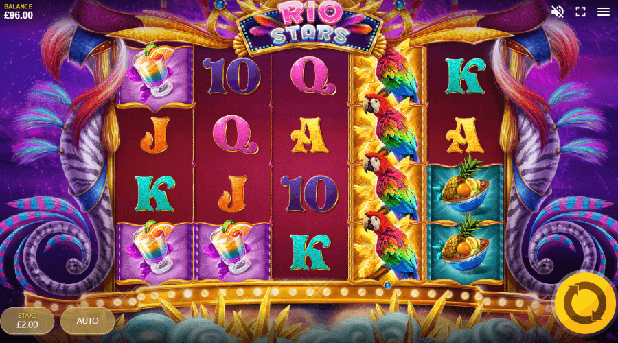 Gráficos e sons de Rio Stars slots