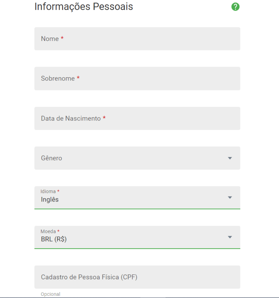 Informações pessoais JackpotCity