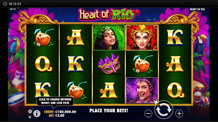 Jackpot ou vitórias máximas Heart of Rio slot