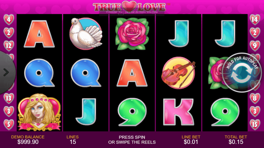 Jackpot ou vitórias máximas no True love slot