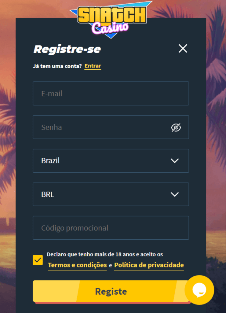 Registro no Snatch Casino