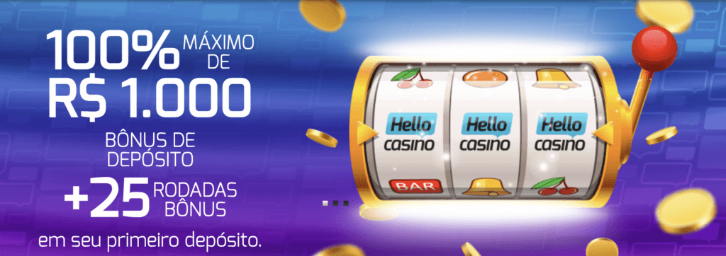 Boas-vindas Hello Casino - Bônus depósito e Free Spins