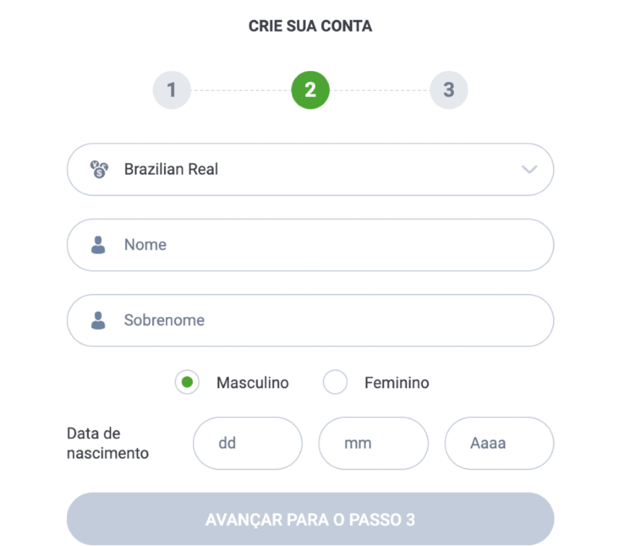 registo e crie a sua conta