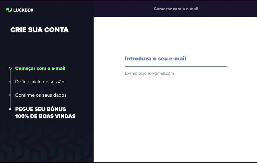 registrar no Luckbox BR