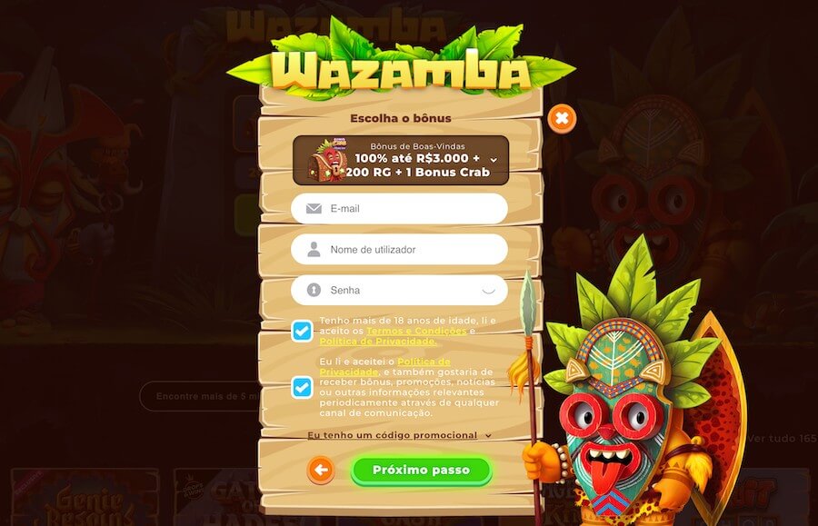 Wazamba login